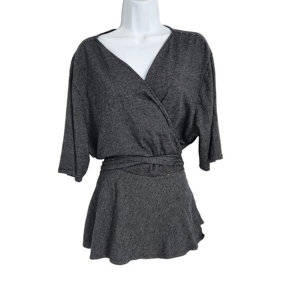 Loft Wrap 3/4 Sleeve Striped Cotton Blend Top Womens Size Extra Large XL - Picture 1 of 4